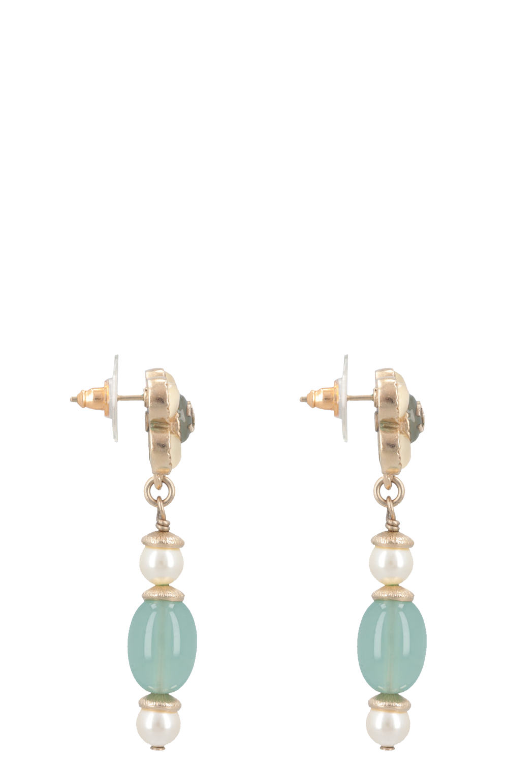 CHANEL 2016 CC Flower Enamel Resin Drop Earrings