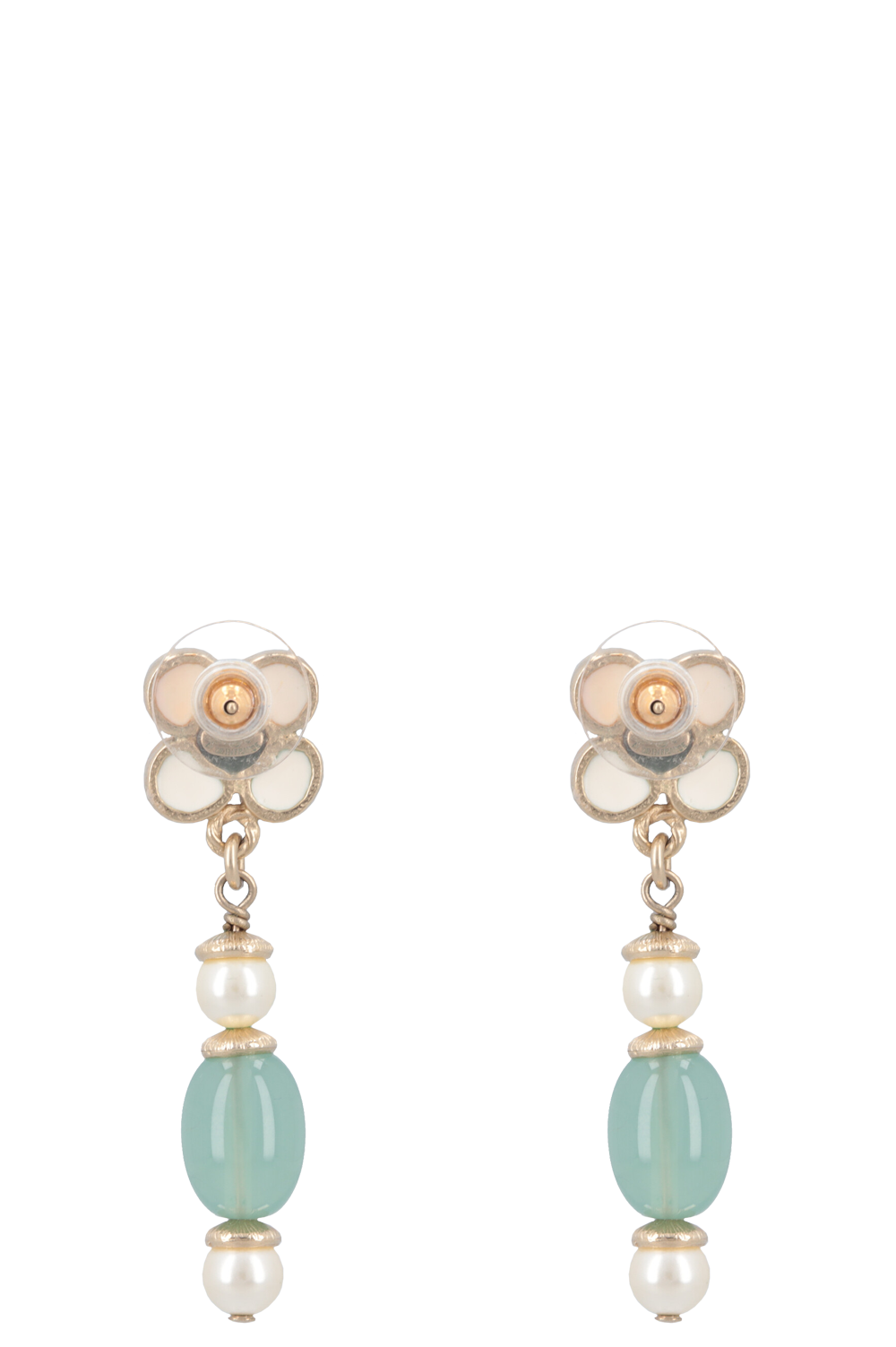 CHANEL 2016 CC Flower Enamel Resin Drop Earrings