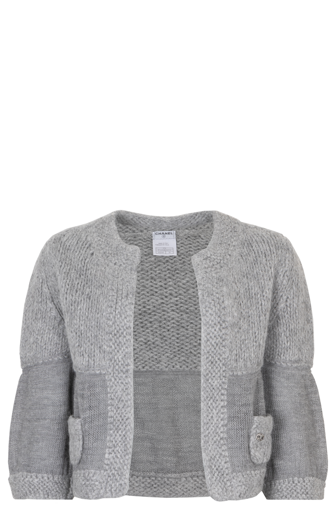 CHANEL 2007 Open Knit Cardigan Grey Alpaca