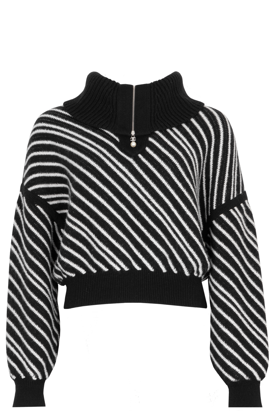 CHANEL Striped Knit Cashmere Black