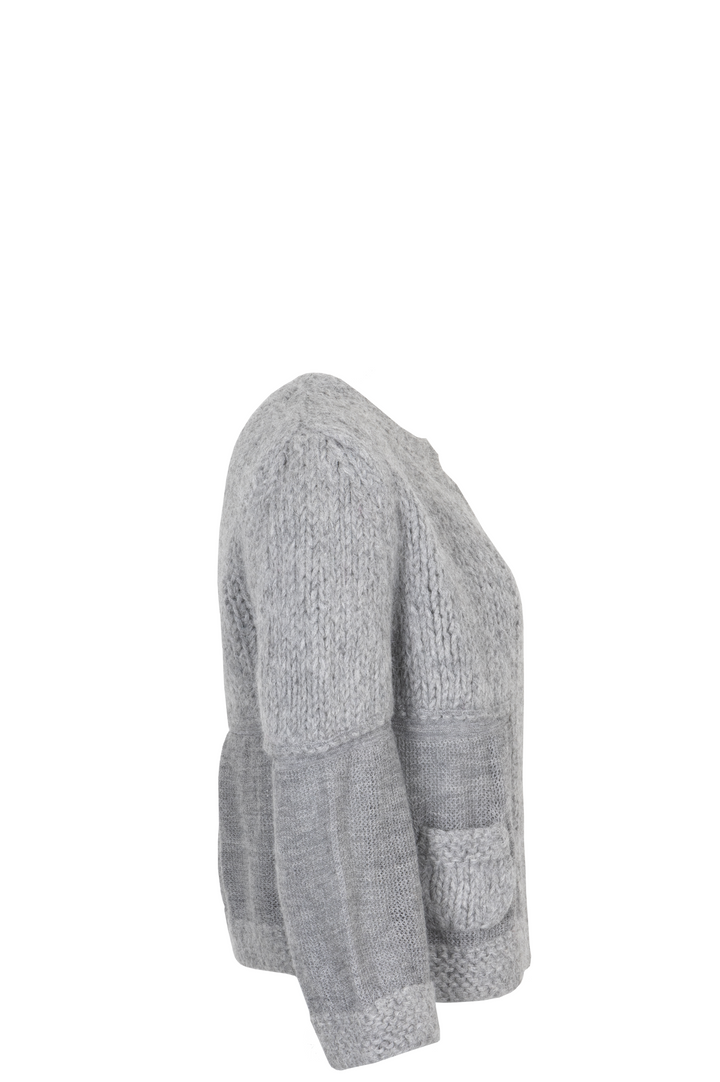 CHANEL 2007 Open Knit Cardigan Grey Alpaca