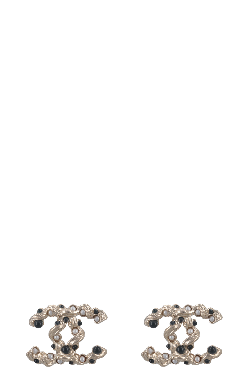 Chanel 2018 Braided Pearl CC Earrings Silver