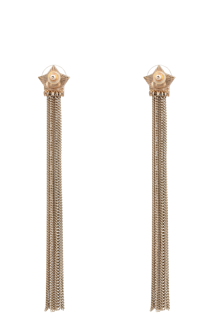 CHANEL 2018 Shooting Star CC Tassel Earrings Gold