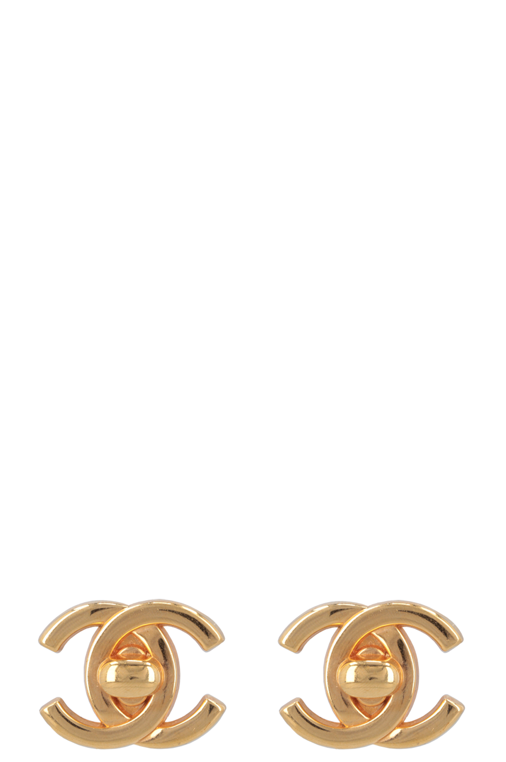 CHANEL Vintage Turnlock CC Earrings Gold