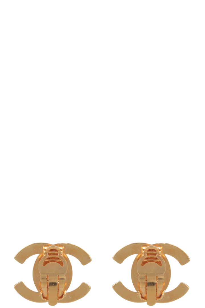 CHANEL Vintage Turnlock CC Earrings Gold