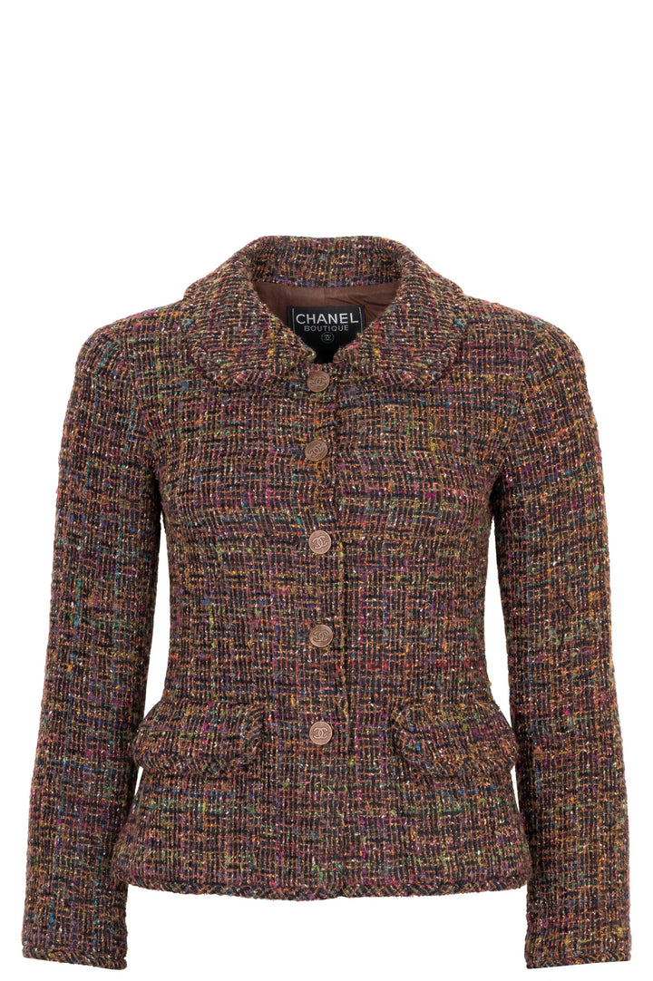 CHANEL Tweed Jacket Brown