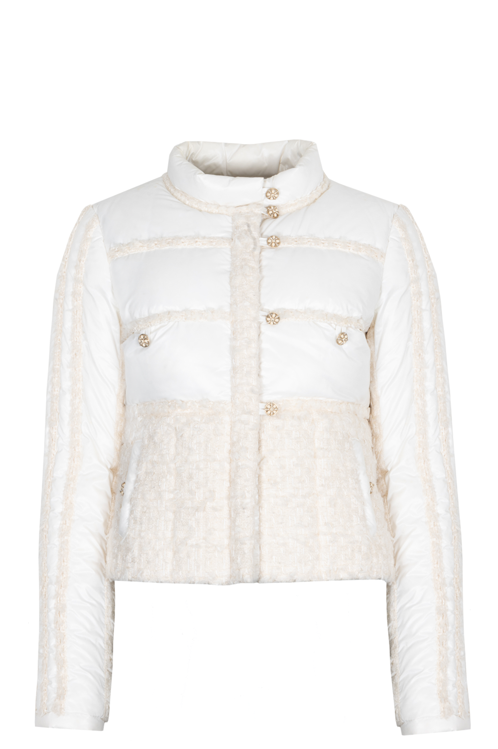 CHANEL Tweed Down Jacket White