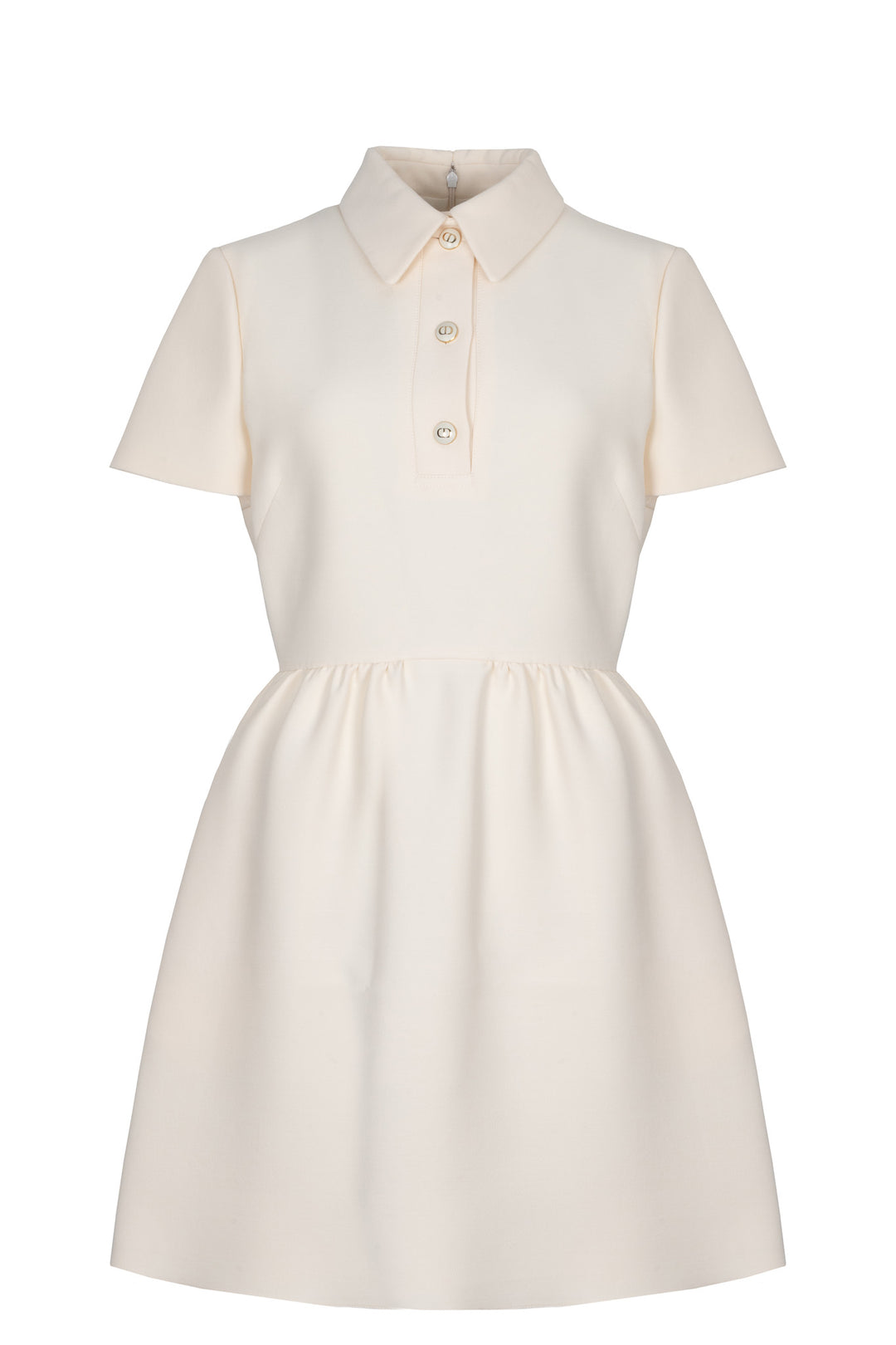 CHRISTIAN DIOR Fitted Dress Wool Silk Ivory