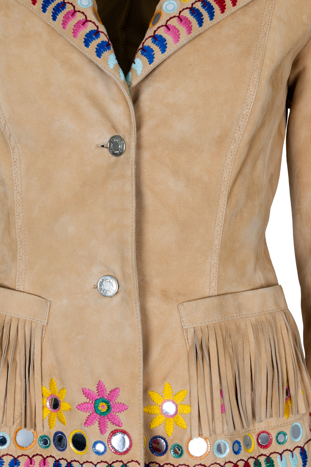 CHRISTIAN DIOR Embroidered Fringed Suede Leather Jacket