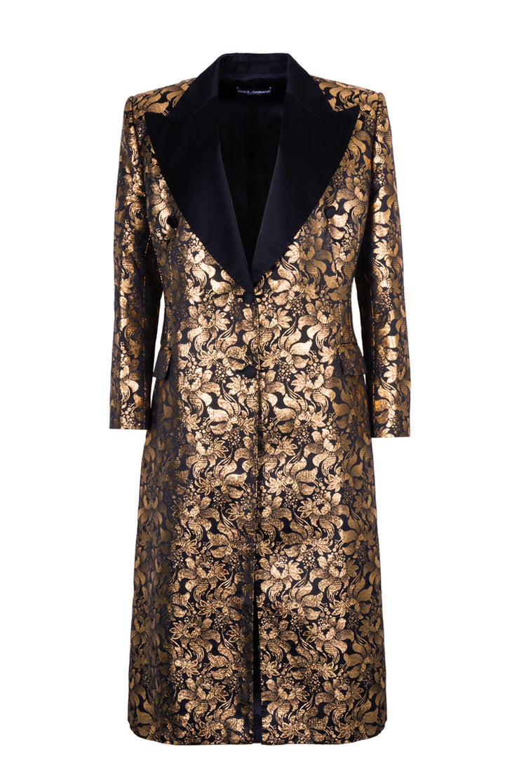 DOLCE&GABBANA Brocade Coat Black Gold