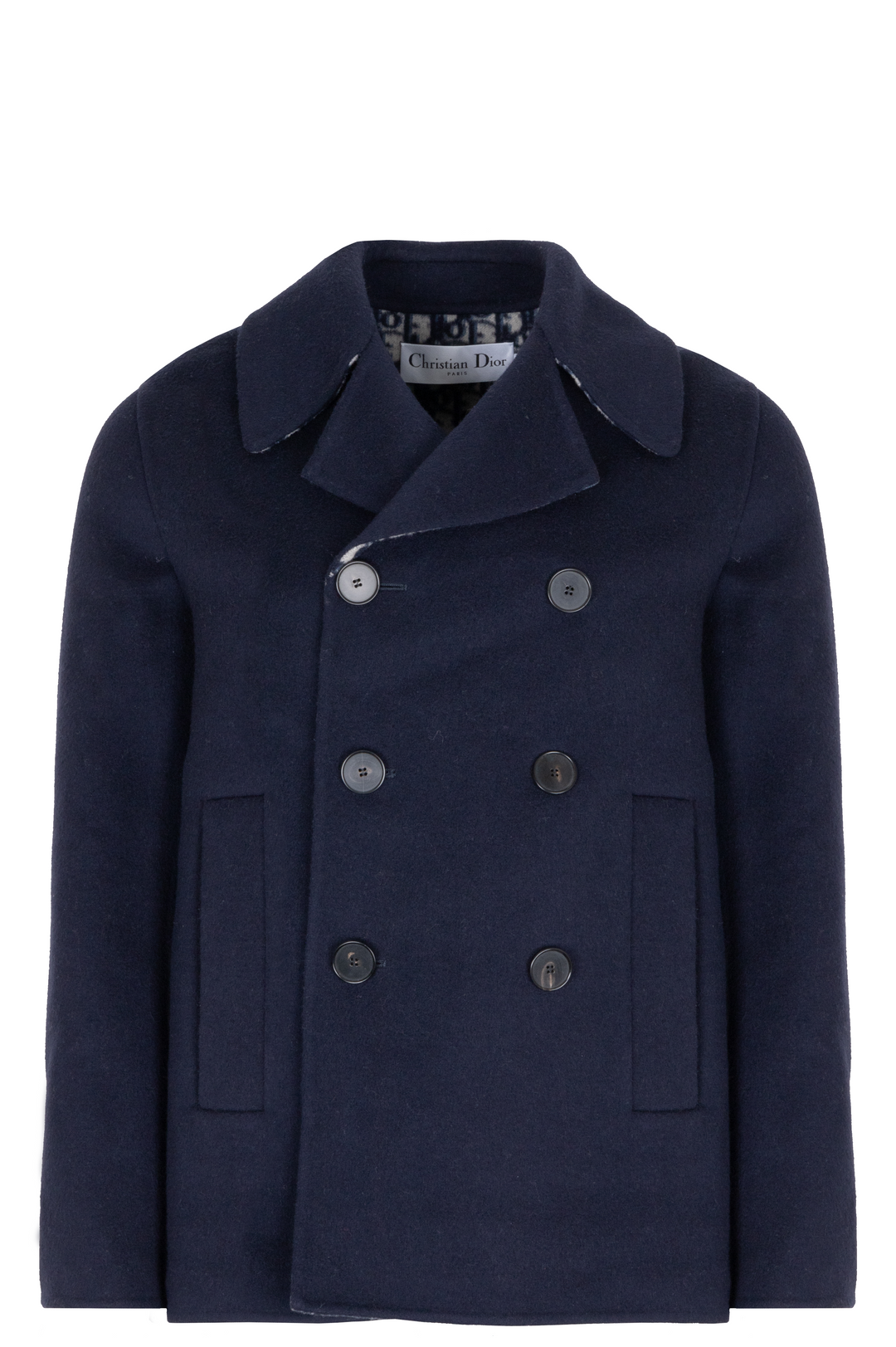 CHRISTIAN DIOR Caban Jacket Wool Oblique Navy