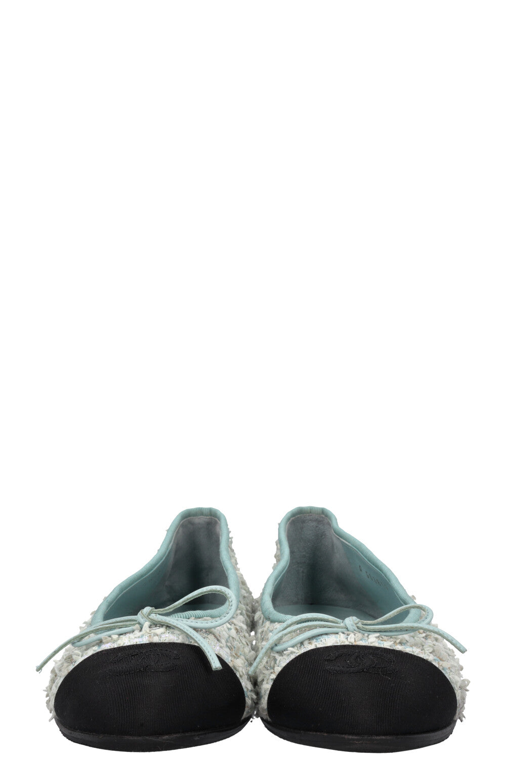 CHANEL Ballerines en tweed Bleu clair