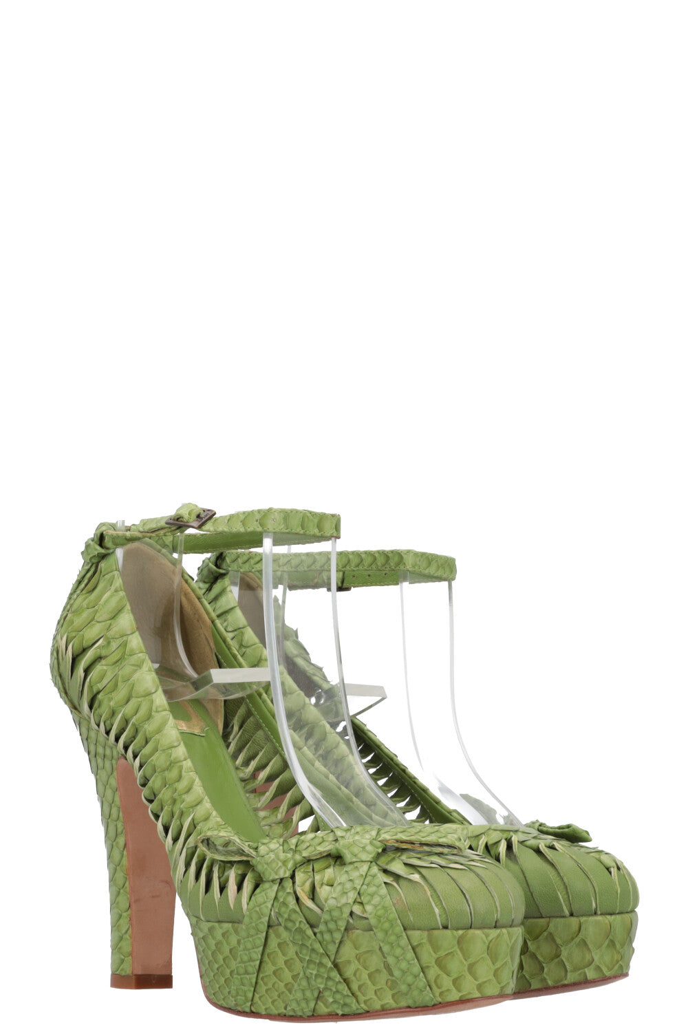 CHRISTIAN DIOR Python Heels Green