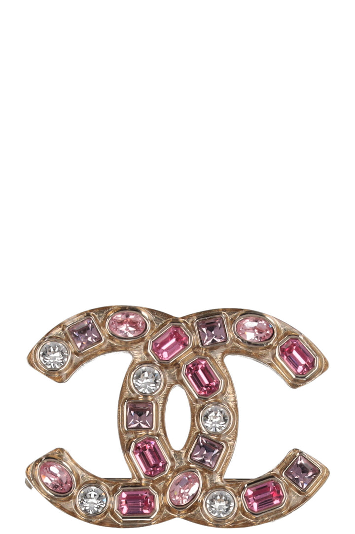 CHANEL B19 Crystal Brooch Pink