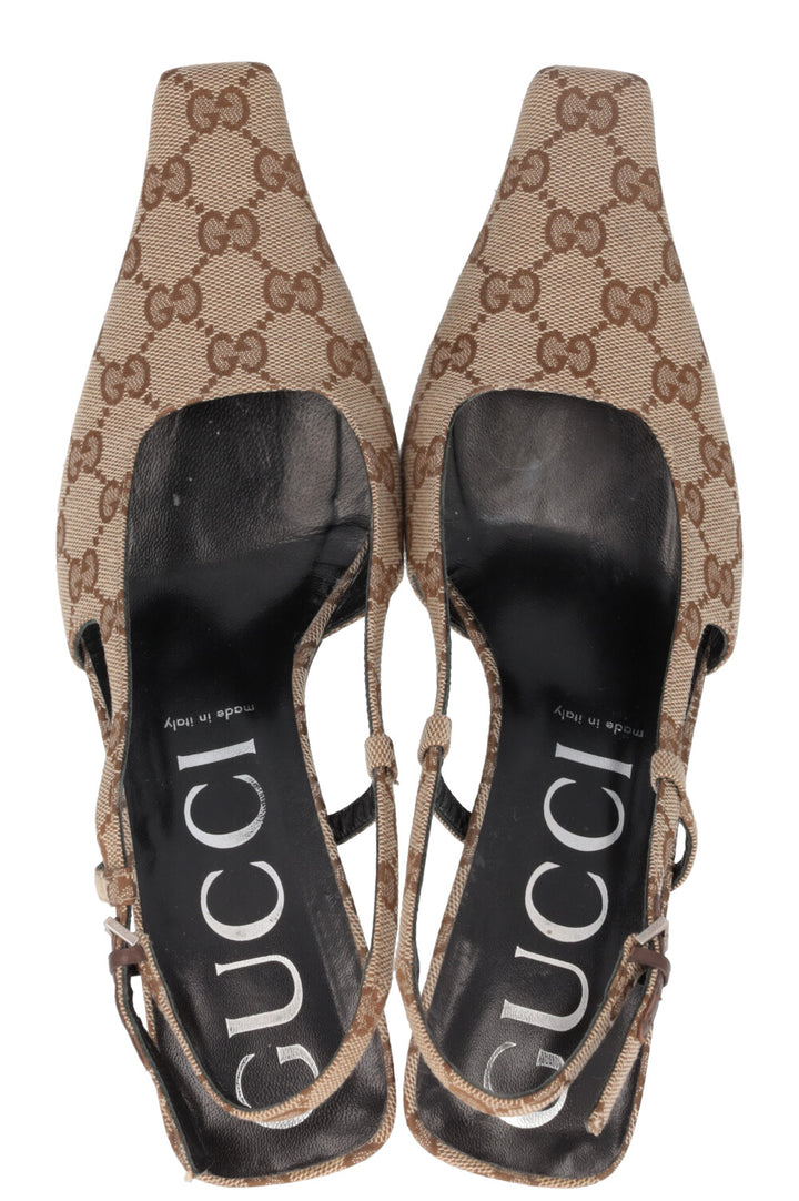 GUCCI GG Supreme Slingback Heels