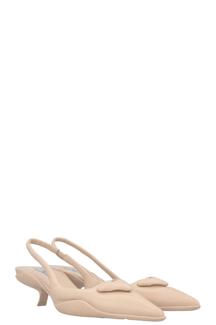 PRADA Padded Heels Leather Beige