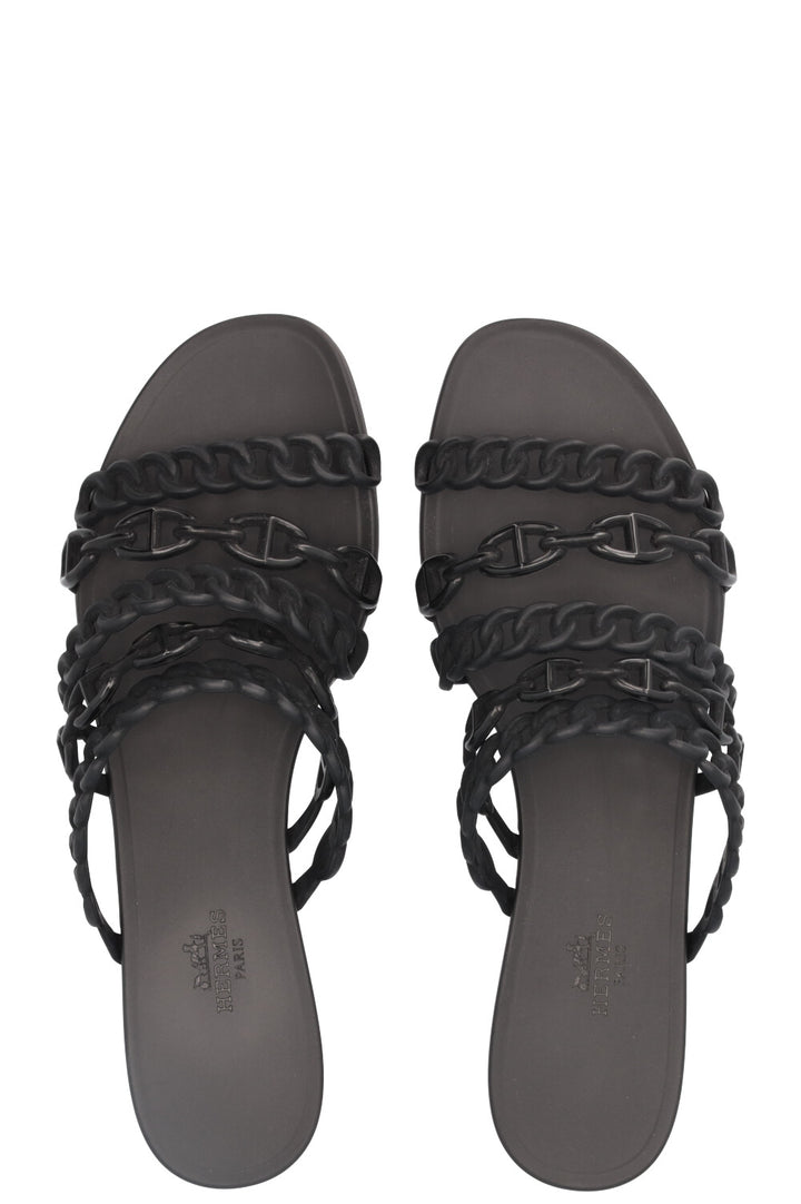 HERMÈS Jelly Chaîne D'Ancre Flats Noir