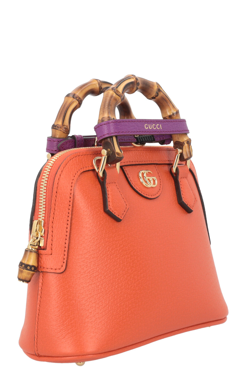 GUCCI Mini Sac Cabas Diana Dome Cuir Orange