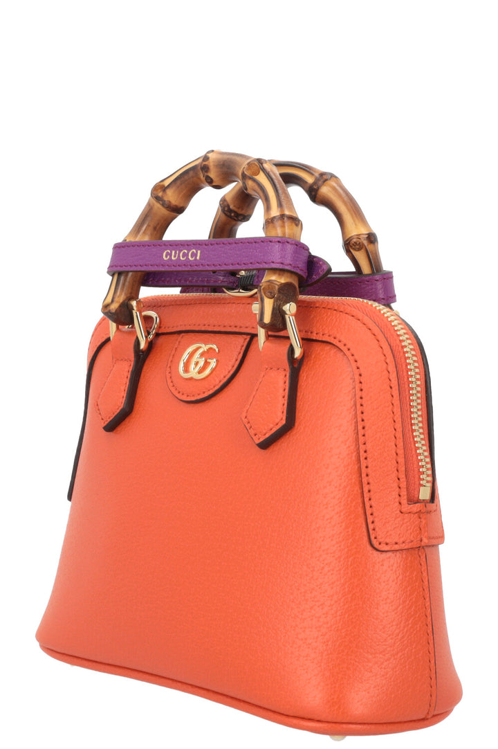 GUCCI Mini Sac Cabas Diana Dome Cuir Orange