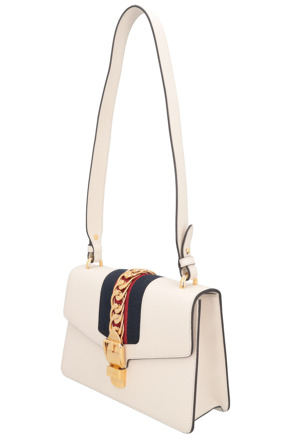 GUCCI Sylvie Chain Crossbody Bag White REAWAKE