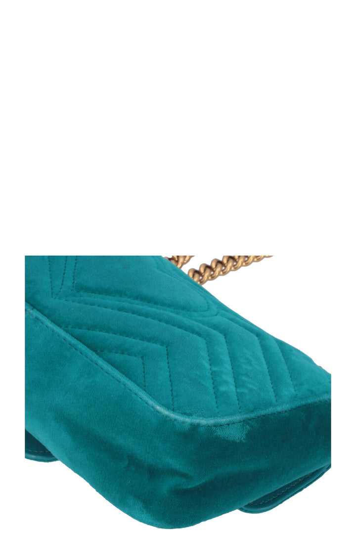 GUCCI GG Marmont Bag Mini Velvet Turquoise