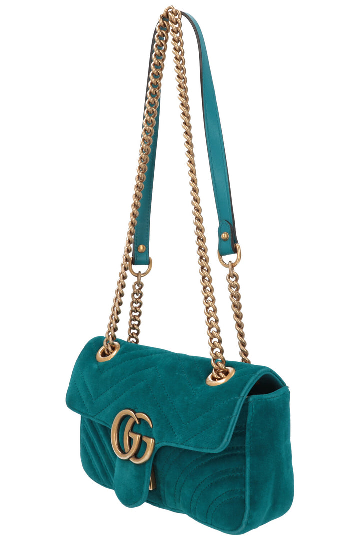 GUCCI GG Marmont Bag Mini Velvet Turquoise