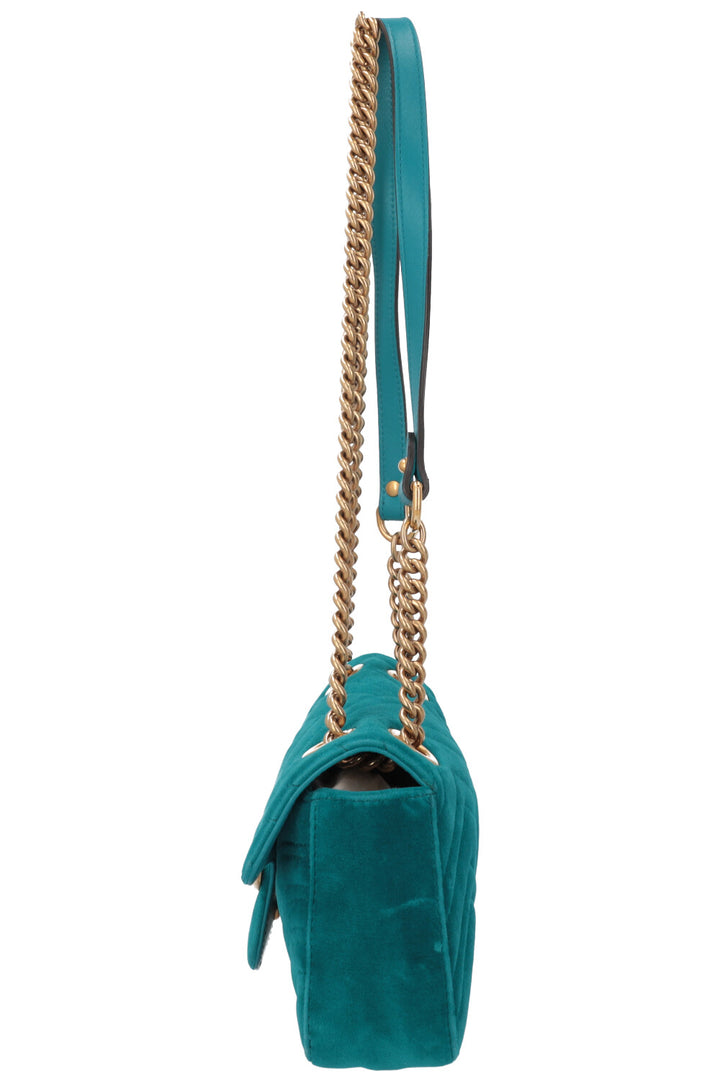 GUCCI GG Marmont Bag Mini Velvet Turquoise