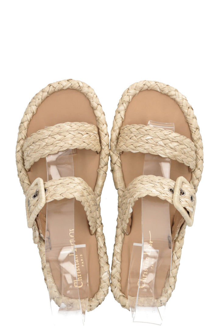 CHRISTIAN DIOR Braided Raffia Flats