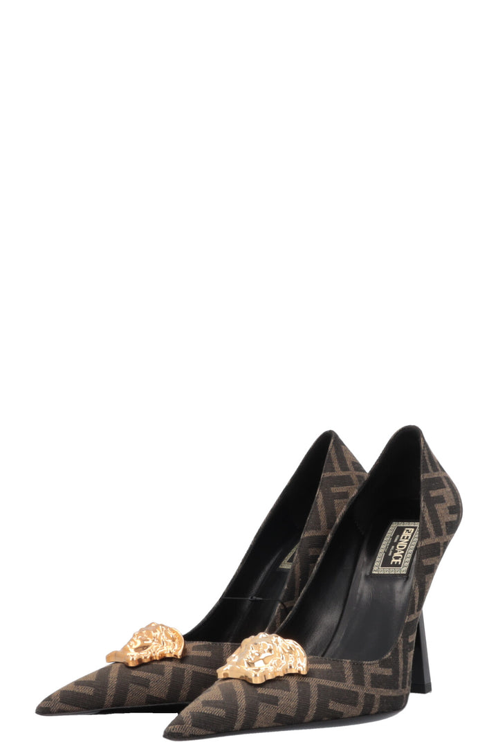 FENDACE Zucca Medusa Heels Canvas