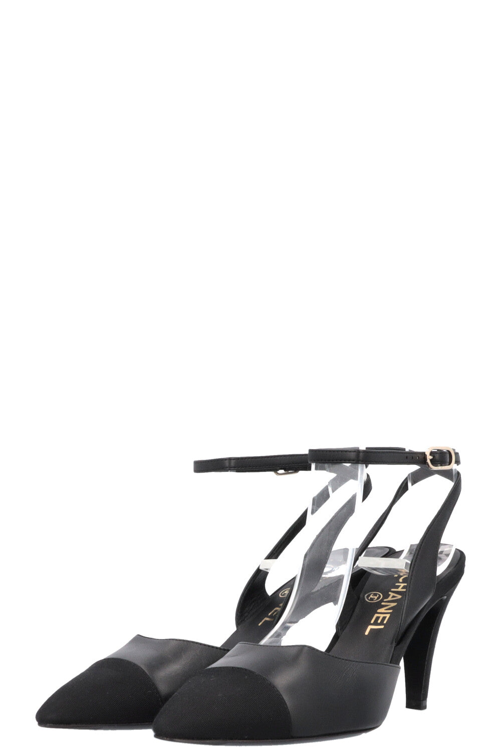 CHANEL Slingback Heels Leather Black