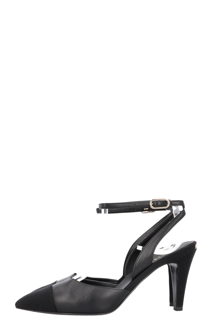 CHANEL Slingback Heels Leather Black