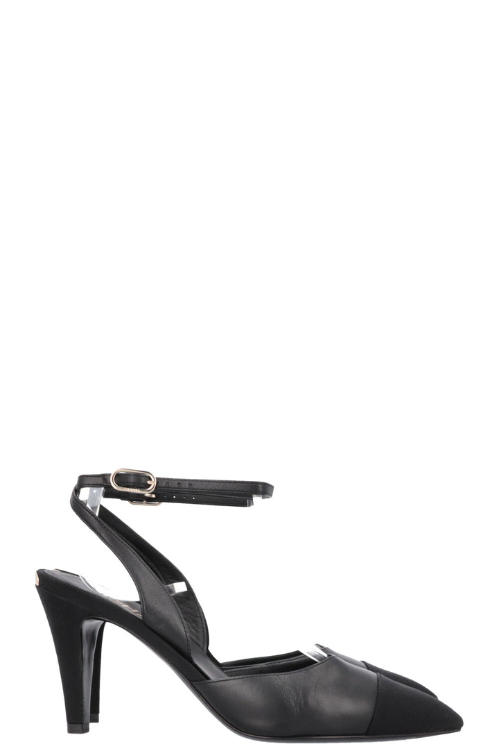 CHANEL Slingback Heels Leather Black