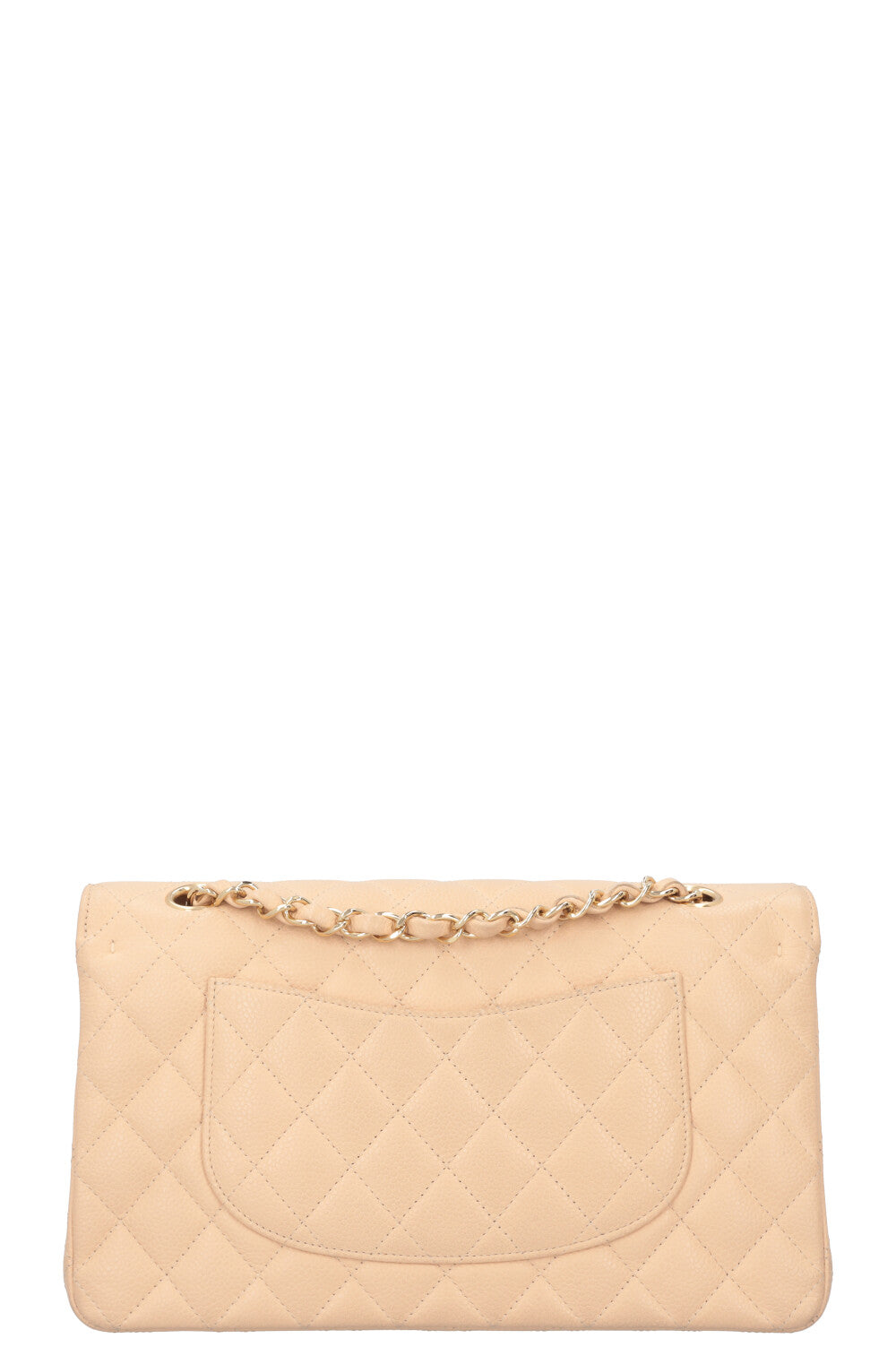 CHANEL Medium Double Flap Bag Beige Caviar