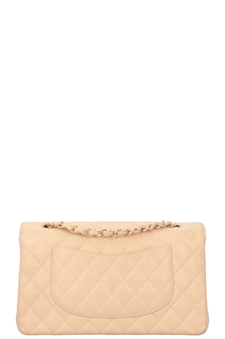 CHANEL Medium Double Flap Bag Beige Caviar