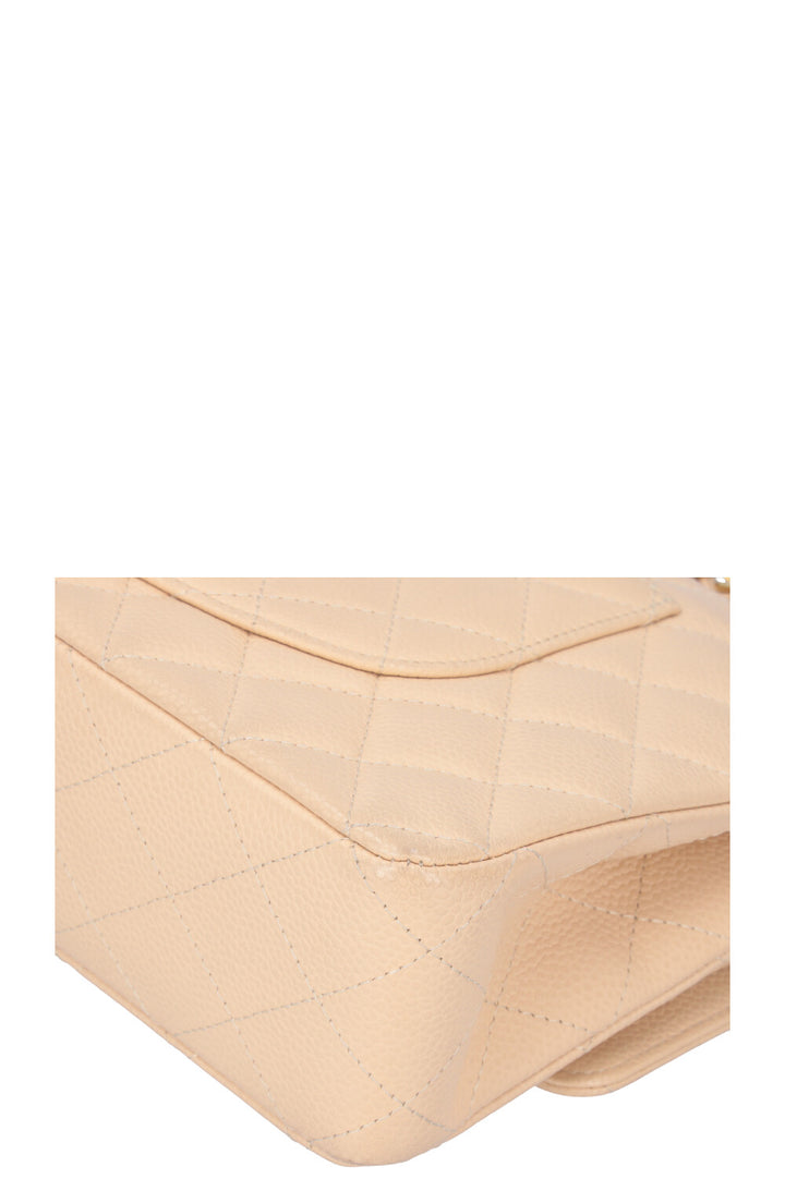 CHANEL Medium Double Flap Bag Beige Caviar