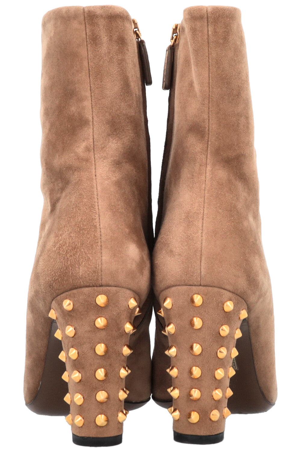 GUCCI Studded Boots Suede Brown