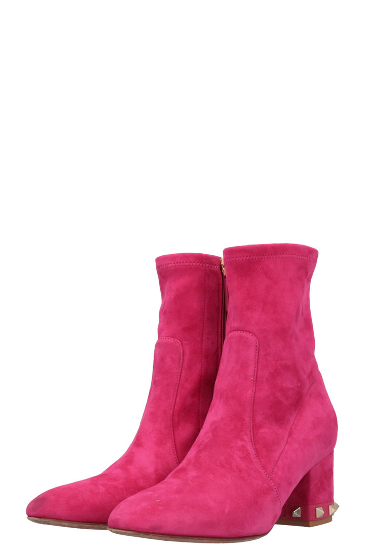 VALENTINO Rockstud Boots Suede Pink