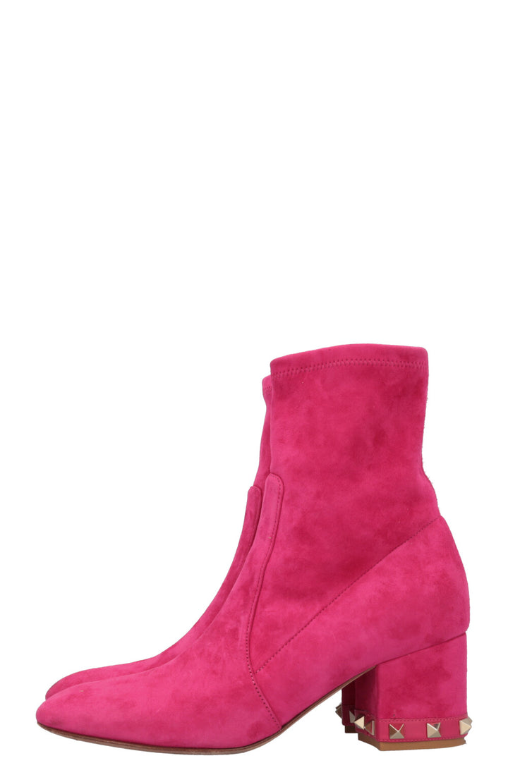 VALENTINO Rockstud Boots Suede Pink