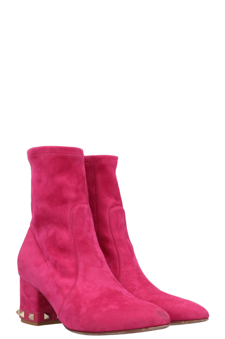 VALENTINO Rockstud Boots Suede Pink