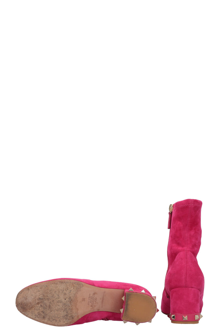 VALENTINO Rockstud Boots Suede Pink