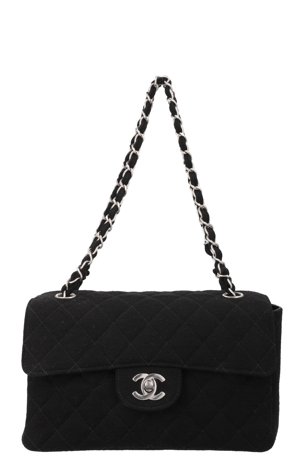 CHANEL Small Double Sided Flap Bag Jersey Black