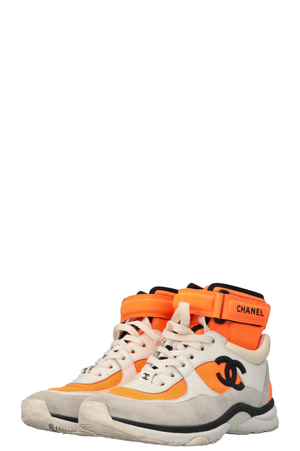 CHANEL High Top Sneakers Neon Orange