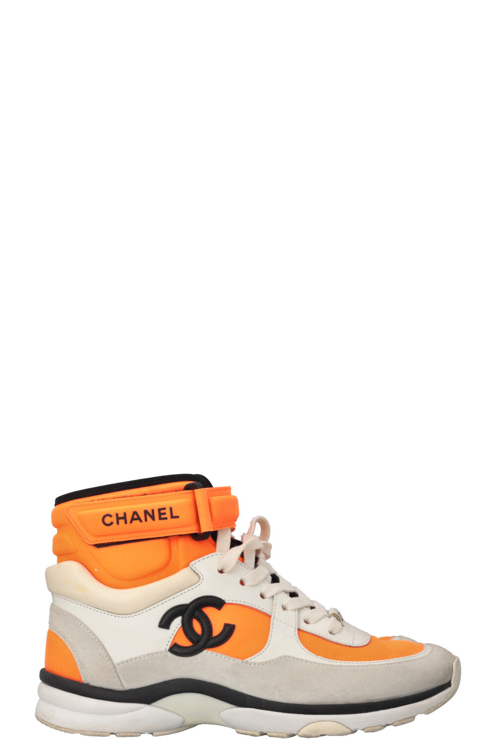 CHANEL baskets montantes orange fluo