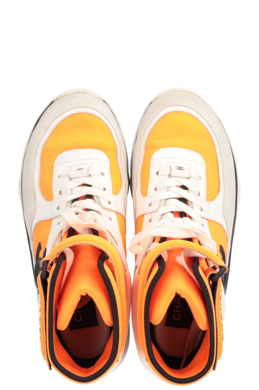 CHANEL High Top Sneakers Neon Orange