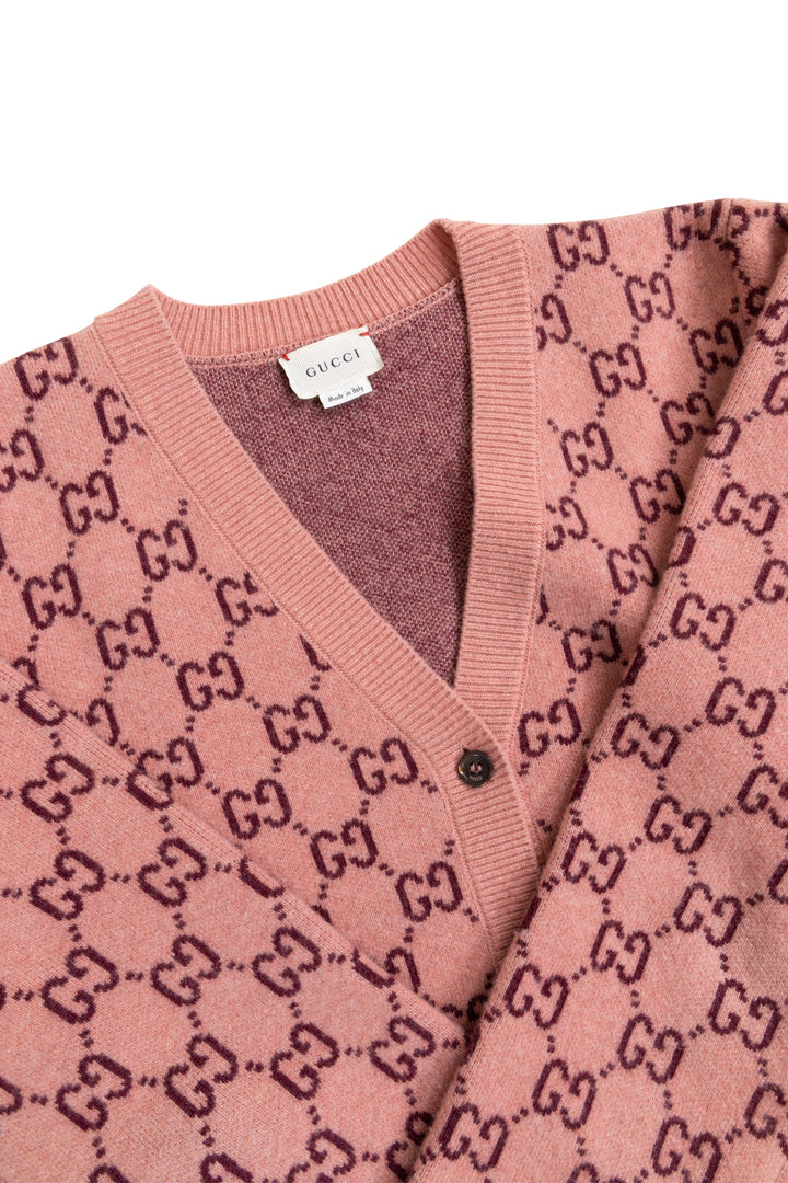 GUCCI GG Knit Cardigan Wool Pink