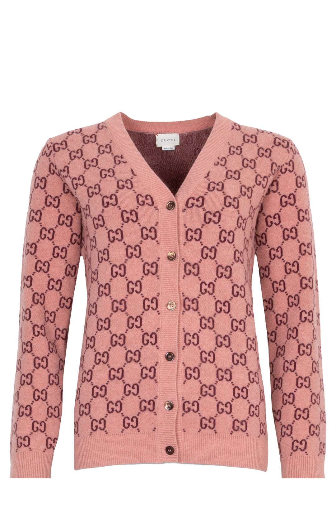 GUCCI GG Knit Cardigan Wool Pink