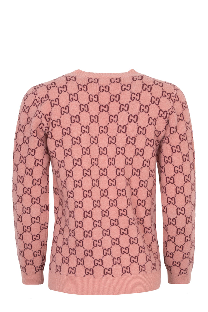 GUCCI GG Knit Cardigan Wool Pink