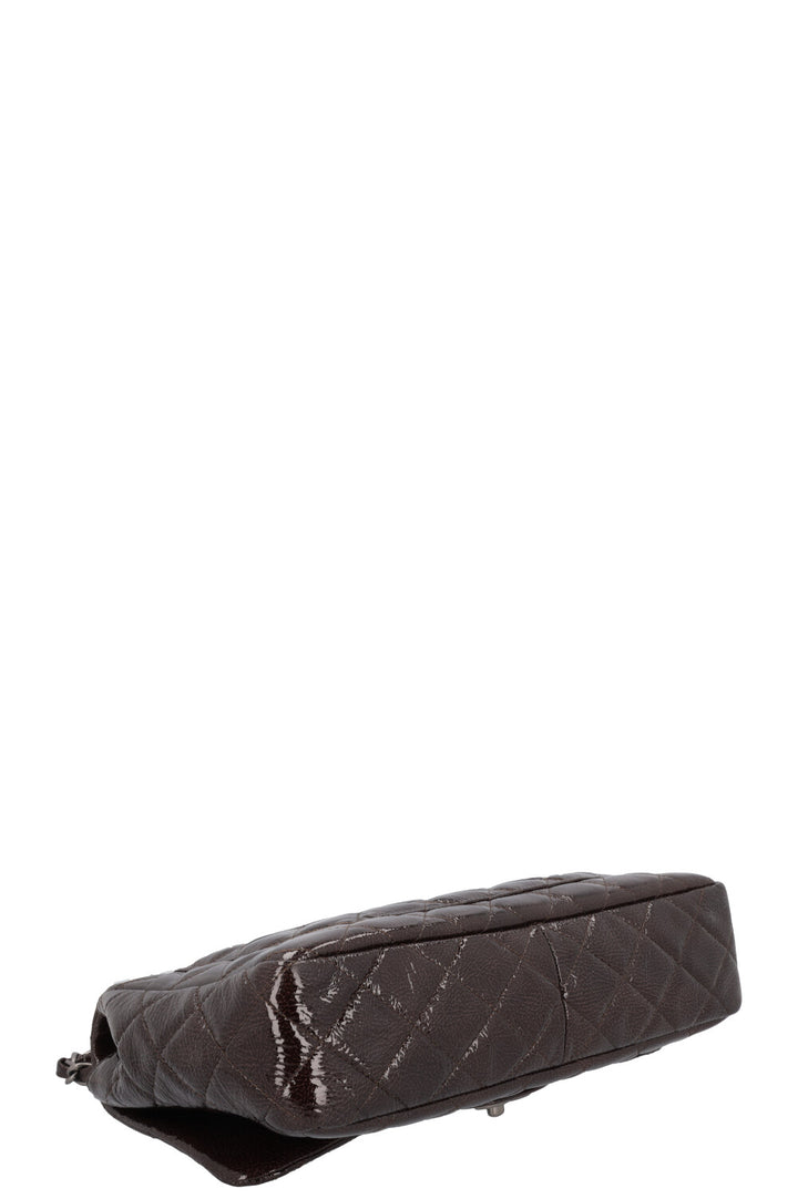 CHANEL Single Flap Brown Patent