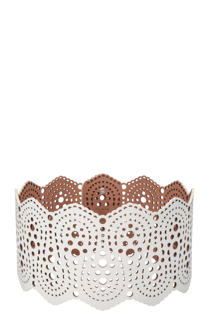 ALAÏA Lasercut Belt Leather White