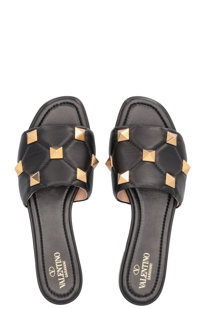 VALENTINO Roman Stud Flats Leather Black